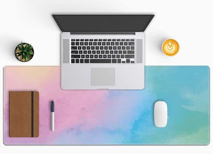 Large Gaming Mouse Pad with Stitched Edges, Watercolor Batik Desk Mat Extended Keyboard Pad, Non-Slip Rubber Base Desk Pad for Keyboard and Mouse, 31.5X11.8 inch - color: Watercolor Batik