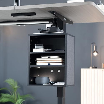 VIVO Black Clamp-on Desk Leg Shelving Unit, Storage Shelves, DESK-SHELF3CL | Multi-Level Storage, Office Accessory Holder for Supplies, Gaming Devices, and More, Workstation Organizer
