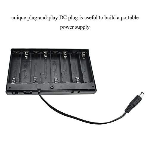 HAHIYO 12V 8x1.5V AA Battery Holder with DC Plug Portable Supply Quick Swap Securely Lids On/Off Switch Plastic Batteries Storage Box Case 2 Pieces for Wireless Cameras Halloween LED Light Strips - style: 8AA(DC Plug)-2P