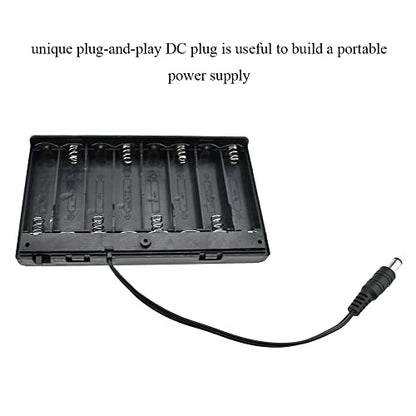 HAHIYO 12V 8x1.5V AA Battery Holder with DC Plug Portable Supply Quick Swap Securely Lids On/Off Switch Plastic Batteries Storage Box Case 2 Pieces for Wireless Cameras Halloween LED Light Strips - style: 8AA(DC Plug)-2P