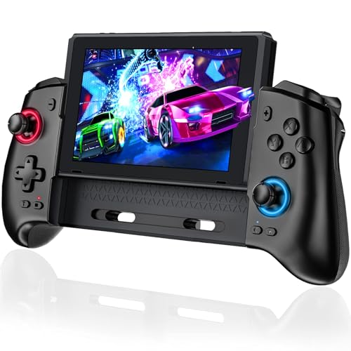 Switch Controller for Switch/Switch OLED, Rechargeable Plug-in Switch Controller, One Piece Ergonomic Grip Switch Controller for Handheld Mode with Turbo,Dual Vibration,6-Axis Motion Control,Red-Blue