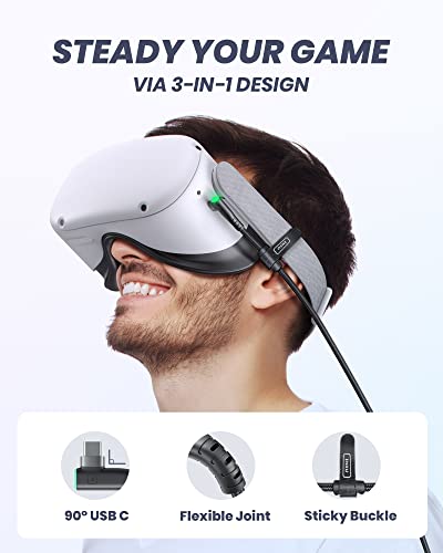 INIU VR Link Cable with Separate Charging Port, 16FT High Speed Data Transfer & Charging Cable, USB to USB C Charger Cord for Virtual Reality Headset, Meta Oculus Quest 3s 3 2 Pro, Pico 4 Steam PC VR