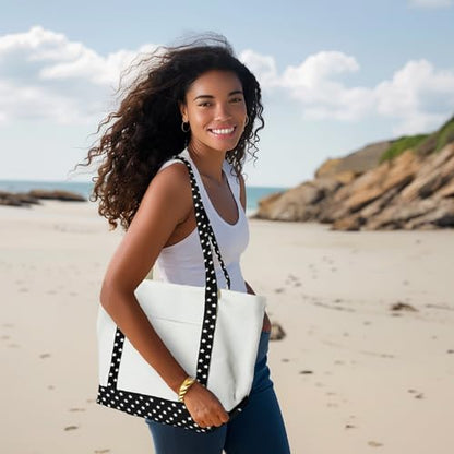 DALIX Daily Shoulder Tote Bag Premium Cotton in Black Star - color: Black Star