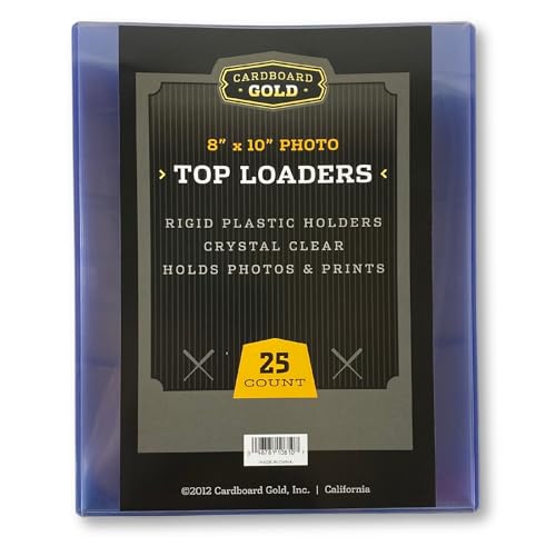 Cardboard Gold 8x10 Top Loaders - Rigid PVC Photo Sleeves - 25-Pack | Crystal Clear Hard Plastic, No Plasticizers, Print & Photo Protectors, Document Holder, Protective Storage - size: 25 Toploaders