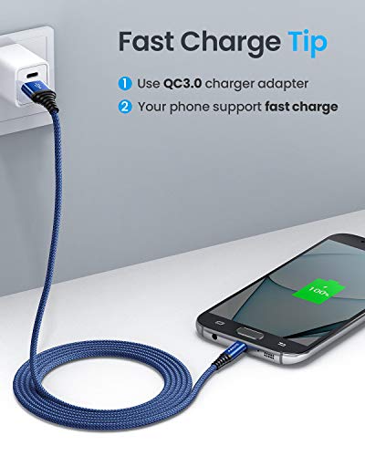 AINOPE Android Micro USB Cable [2Pack 6.6FT+6.6FT] Android Charger Cable Nylon Braid Micro USB Cable Compatible with Galaxy S7 S6 J7 Note 5, LG stylo 2/3 LG G3-Blue - color: Blue, size: 6.6 ft + 6.6 ft