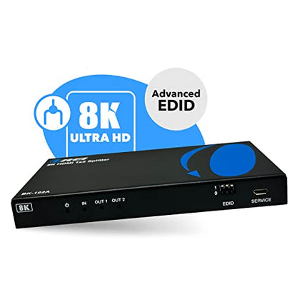 OREI 8K HDMI Splitter 1 X 2, Duplicate with Audio Extractor UltraHD Supports Upto 4K @ 120Hz IR EDID HDCP 2.3 - (BK-102A) (1x2 - Audio Out) | OREI 8K HDMI Splitter 1x2, Duplicate with Audio Extractor (1x2 - Audio Out) - Up to 4K@120Hz, IR, EDID, HDCP 2.3