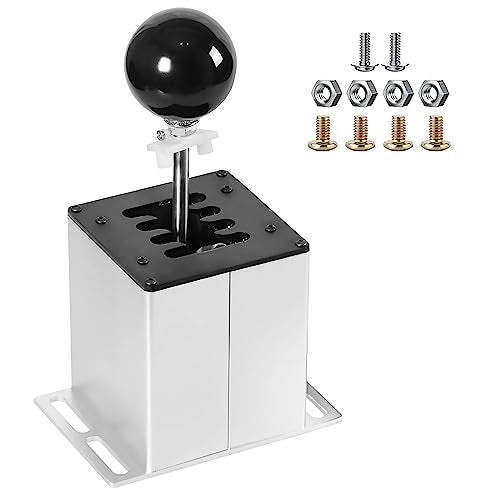 USB Simulator Shifter Compatible with Logitech G29 /G27 /G25 /G920 T300RS/GT Steering Wheel , Applicable for ATS ETS Dust WRC Sim Racing Games H Shifter with Carbon Fiber Grip - 7+R White(PC System) - size: HB-1014-7R-W