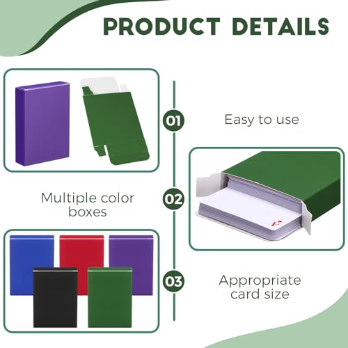Jexine 50 Pieces Playing Card Box Deck Boxes Empty Playing Case Card Holder Bulk Organize Storage Board Game Box Fits Baseball Trading (Red,Blue,Green,Black,Purple) - color: Red, Blue, Green, Black, Purple