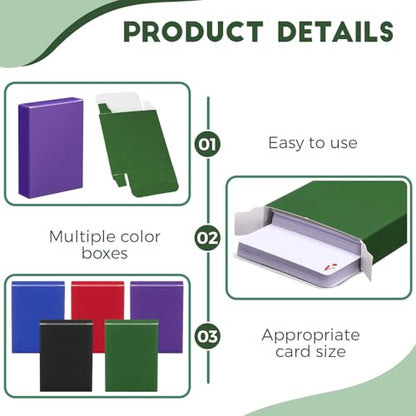 Jexine 50 Pieces Playing Card Box Deck Boxes Empty Playing Case Card Holder Bulk Organize Storage Board Game Box Fits Baseball Trading (Red,Blue,Green,Black,Purple) - color: Red, Blue, Green, Black, Purple