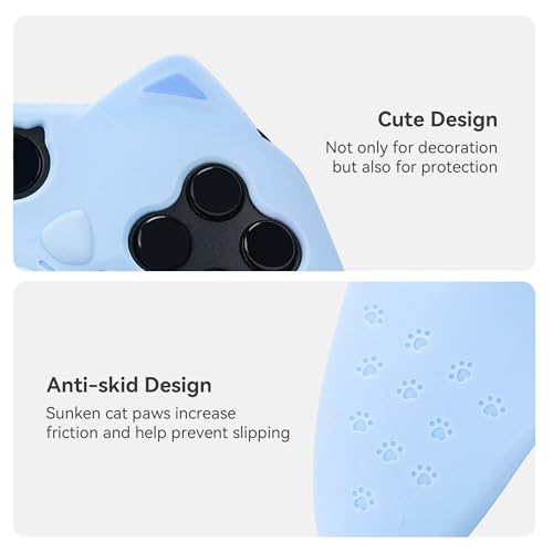 GeekShare Cat Paw Controller Skin Grips Set Anti-Slip Silicone Protective Cover Skin Case Compatible with Xbox Series X Controller with 2 Thumb Grip Caps and 1 Sticker (Blue) - color: Blue