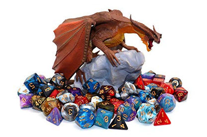 Blue Mix Black Dice DND Polyhedral Dice Set for Dungeon and Dragons D&D RPG Role Playing Games 7-Die Set - color: Blue Mix Black