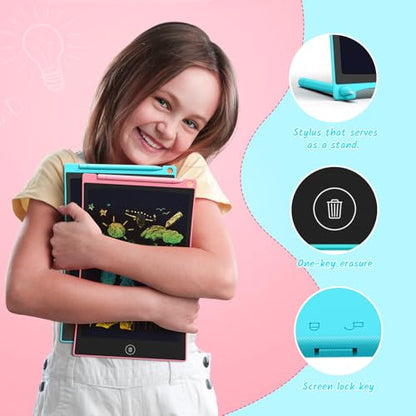 TECJOE 10 Inch 2 Pack LCD Writing Tablet, Colorful Doodle Board Drawing Tablet for Kids, No Mess Toddler Travel Learning Toys, Christmas Birthday Gifts for 3 4 5 6 7 8 Year Old Boys Girls Preschooler - color: Blue Pink