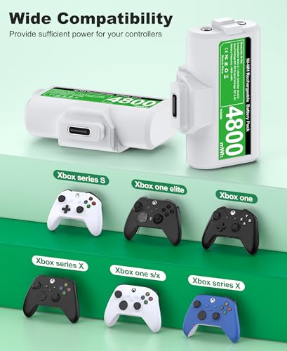 CYOYPPY Rechargeable Xbox Controller Battery Pack (White) - style: Play & Charge Kit white