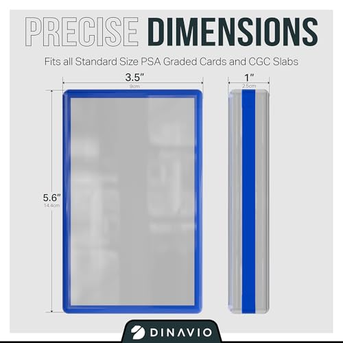 PSA Graded Card Display Acrylic Case for Standard PSA and CGC Slabs - Slab Case - PSA Card Case - Graded Card Display Case - Updated Dimensions - Stand Included (Blue Border) - color: Blue Border