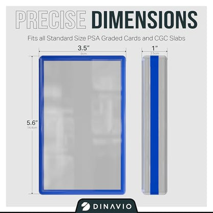 PSA Graded Card Display Acrylic Case for Standard PSA and CGC Slabs - Slab Case - PSA Card Case - Graded Card Display Case - Updated Dimensions - Stand Included (Blue Border) - color: Blue Border