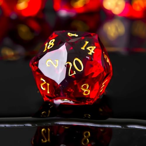 Multifaceted Resin DND Dice Set 7 PCS – Transparent Polyhedral Role Playing Dice for Dungeons & Dragons, Pathfinder, RPG and Tabletop Games(RED) - color: Multifaceted -Red