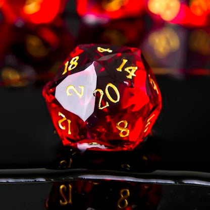 Multifaceted Resin DND Dice Set 7 PCS – Transparent Polyhedral Role Playing Dice for Dungeons & Dragons, Pathfinder, RPG and Tabletop Games(RED) - color: Multifaceted -Red