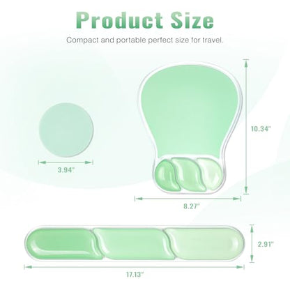 Ospelelf Mouse Pad with Wrist Rest Set Gel Ergonomic Keyboard Wrist Support Anti-Slip Rubber Bottom Office Women Desk Accessories for Computer, Laptop and Gaming, Green - color: Green, style: Keyboard Rest + Mouse Rest + Coaster