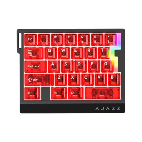 AJAZZ AK029 Magnetic Switch One Handed Gaming Keyboard, Hall Effect Rapid Trigger Mechanical Keypad with SOCD & DKS, 8KHz Polling Rate, 29 Keys Mini Ergonomic Gaming Keyboard for FPS Gamers, PC - color: Red Transparent