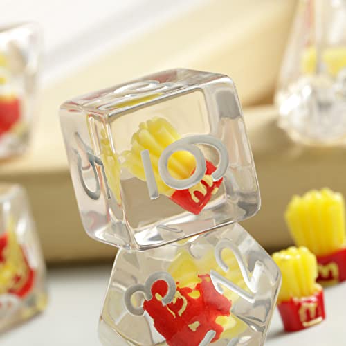 Chips DND Dice Set, DNDND 7PCS Resin Polyhedral Die with Velvet Bag for D&D Role Playing Games and Tabletop Games（Chips - color: Chips