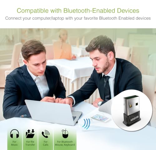 Kinivo USB Bluetooth Adapter for PC BTD400 (Bluetooth 4.0 Dongle Receiver, Low Energy) - Compatible with Windows 11/10/8.1/8, Raspberry Pi, Linux, Laptop & Headphones - style: BTD400