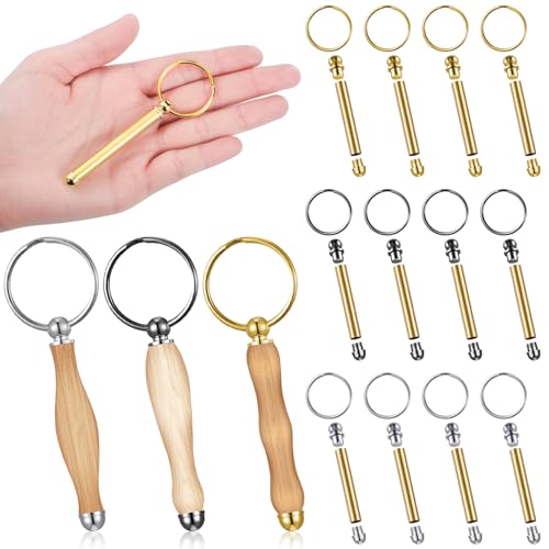 XunYee 12 Pcs WoodTurning Keychain Kit Woodturning Project Kit Wood Turning accessories Mandrel Woodturning keychain for Carpentry woodworker gift(Silver, Black, Gold) - color: Silver, Black, Gold