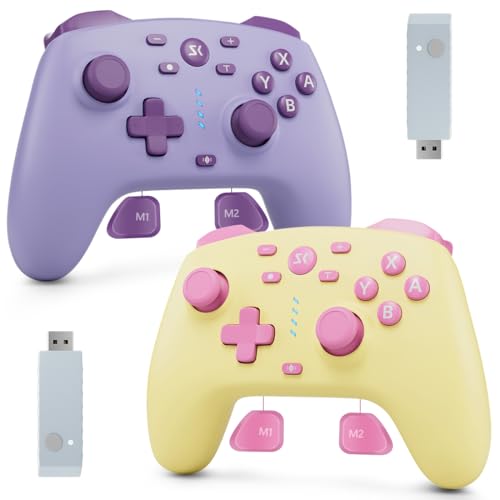 Wireless Switch Controller for Switch/Switch 2/OLED/Lite (Purple + Yellow) - color: Purple + Yellow