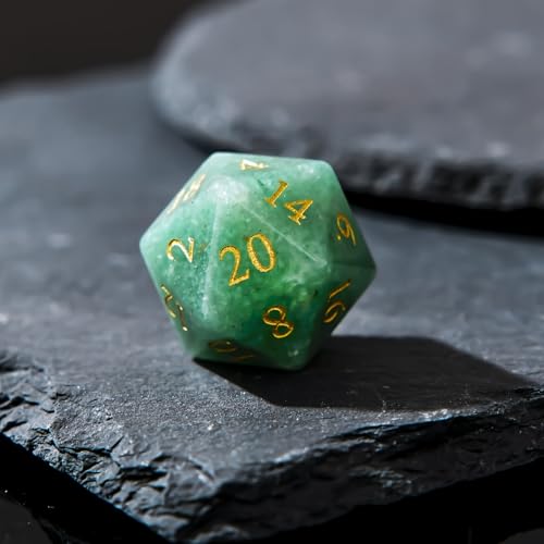1PCS Gem D20 DND Dice - 25mm 20 Sided Crystal Green Aventurine D&D Dice for Dungeons and Dragons, RPG, Roleplaying Games MTG Table Games, Handmade Polyhedral Dice(Green Aventurine) - color: D20-green Aventurine