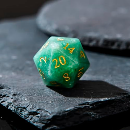 1PCS Gem D20 DND Dice - 25mm 20 Sided Crystal Green Aventurine D&D Dice for Dungeons and Dragons, RPG, Roleplaying Games MTG Table Games, Handmade Polyhedral Dice(Green Aventurine) - color: D20-green Aventurine