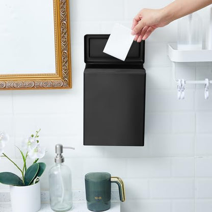 Tioncy 1 Pcs Sanitary Napkin Receptacle, Tampon Disposal Bin Wall Mounted Tampon Holder Stainless Steel Sanitary Napkin Disposal Bins for Home Office Public Restrooms Bathroom (Black) - color: Black
