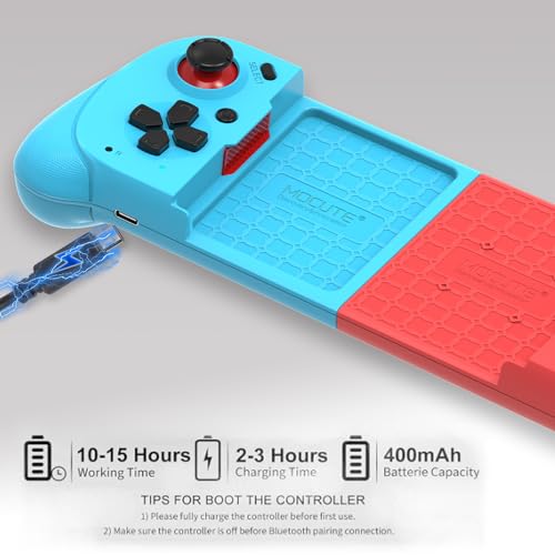 Koiiko Wireless Cloud Gaming Controller for iOS, Android, Windows PC & iPhone/iPad, Steam. Hall & Linear Triggers, E-Sports Handle Gamepad, Bluetooth - Black/Red - color: bluered