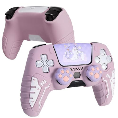 DLseego Protective Cover for PS5 Controller, Soft Silicone Ergonomic Anti-Slip Controller Case Skin with 2 PCS Thumb Stick Grip Caps and 1 PCS Touch Pad Sticker- Purple - color: Purple