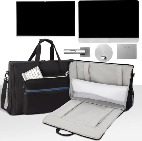 AKOZLIN 27"-32" Dual Monitor Carrying Case, Padded TV Travel Case | 27 inch Monitor Travel Case (NOT for iMac), 32 inch Monitor Bag, LCD Screens Transport Tote Bag with Shoulder Strap Pockets - size: For Dual 27"- 32" Screen