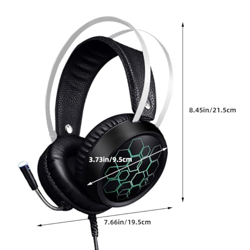 KALLORY Wired Gaming Headset with Microphone for Pc, Comfortable Over Ear Headphone with Soft Ear Pads, RGB Light Surround Sound for Online Gaming and Esports Use