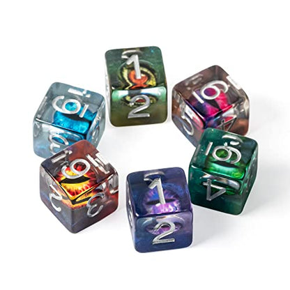 Cusdie 7-Die DND Dice, Polyhedral Dice Set Filled with Eyeball, for Role Playing Game D&D Dice (Purple Eyeball) - color: Purple Eyeball
