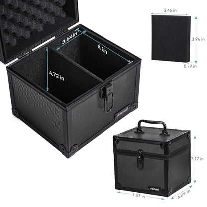 Graded Card Storage Box & Waterproof PSA Slab Case with Two Keys Lock (7.87"x6.69"x7.17") - Sports Card Carrying Case for Toploader/Trading Cards (black) - color: black