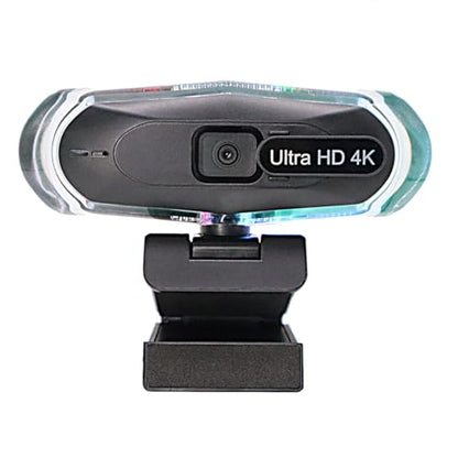 4K Ultra HD Remote Control with Stand Webcam, LED RGB Lighting, 95-Degree Wide Angle, Auto Focus, 1080P@60FPS, Black, USB 2.0, for Video Conferencing, Desktop/Laptop