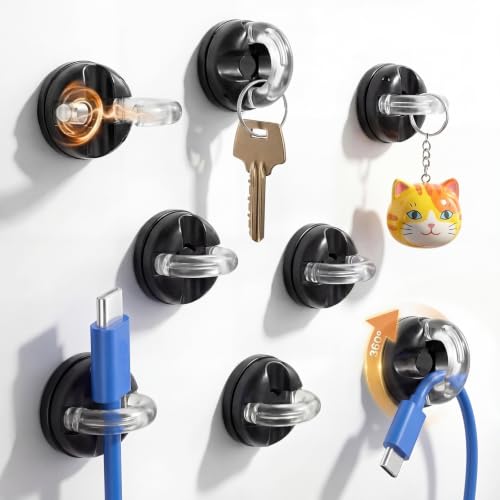Relaxweex 8 Pcs Rotatable Cord Organizer 1s Clip-on Magnetic Cord Holder Strong Adhesive Easy-Open Cable Clips for Bedside, Desk, Home, Office, Works as a Hanging Hook, Holds up to 2.2 Lbs