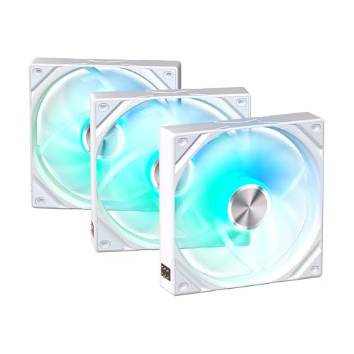 Tryx 120mm Case Fan Reverse Blade ARGB PC Computer Quiet Fan 3in1 Cooler, Upgraded Pogo-Pin Connection with Magnetic Cable，ARGB Gen2 LEDs，New Version ROTA SL，White - color: 3in1 White, size: Reverse Fan