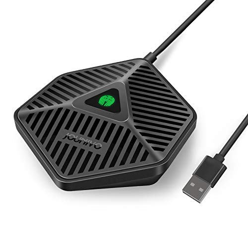 Conference USB Microphone, 360° Omnidirectional Computer Mic with Mute Button for Video Conference, Recording, Skype, Online Class, Plug & Play Compatible with Windows/macOS/PC/Laptop(JV808)