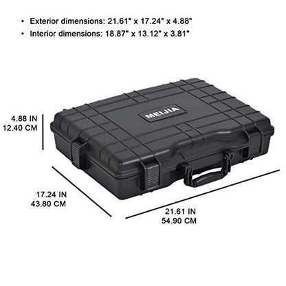 MEIJIA Waterproof Hard Camera Case,Hard Laptop Case,Hard Case with Customized Fit Foam Included, Elegant Black,Fit for computers,camera,lens(Black, 21.62"X17.25"X4.87") - size: 21.62"X17.25"X4.87"