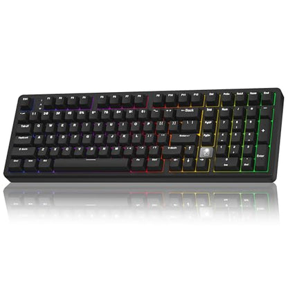 LEOBOG HI98C Pro Wireless Mechanical Gaming Aluminum Keyboard with Num Pad | Tri-Mode Wired/2.4G/BT5.0, Gasket Mount, Hot Swappable, RGB Backlit, Black Custom Creamy Keyboard for PC Gaming & Office - color: Black