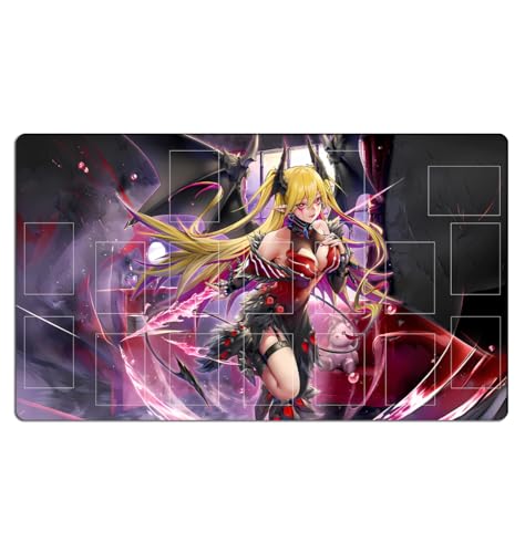 Playmat Lacrima The Scarlet Sorrow TCG CCG 트레이딩 카드 게임 매트, 존 및 백 1개(ZC056-C)