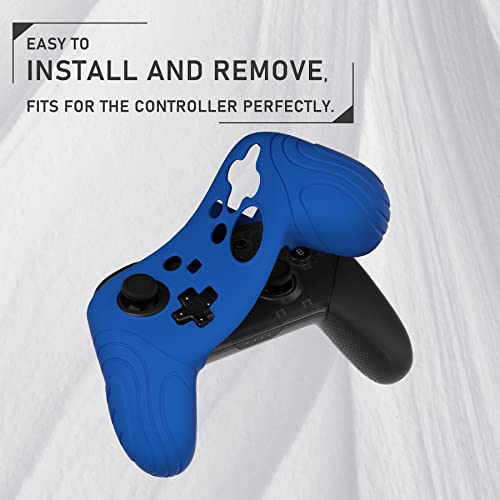 PlayVital Samurai Edition Ergonomic Silicone Skin Protective Case for Nintendo Switch Pro Controller, Soft Anti-slip Controller Grip Protector for Nintendo Switch Pro with Thumb Grip Caps - Blue - color: Blue