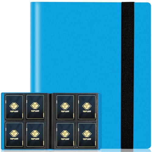 4 Pocket Card Binder for 160 Sleeves, Card Folder Ablum for Trading Cards Collection for Sports Cards, Baseball Cards, Game Cards, Mini TCG Binder Fit for MTG, Gift for Card Collector (Blue) - color: Blue, size: 160 Pockets