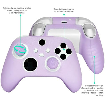 Purple Glitter Anti-Slip Protective Silicone Cover Skin Grips for Xbox Series X/S Controller,8 PCS Glitter Thumb Grips Caps and 2 Grips Caps. - color: Glitter Purple