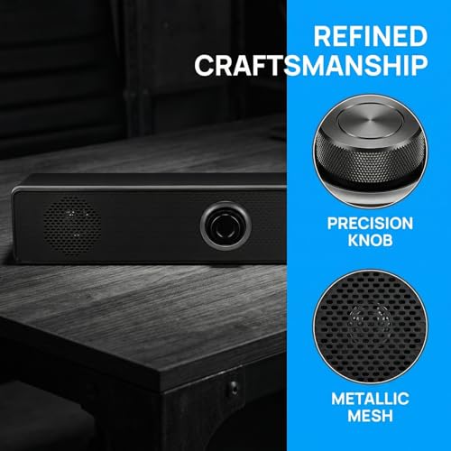 HOMSFOU Sound Bar System 2.0 Stereo Desktop Speaker for Tv Pc Mobile Devices Compact Home Soundbar with Clear Audio Easy Setup and Portable Design 12.40X2.20X2.20In
