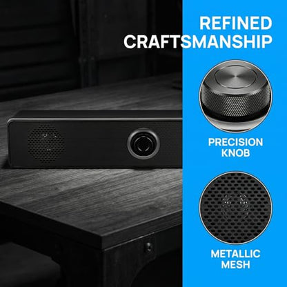 HOMSFOU Sound Bar System 2.0 Stereo Desktop Speaker for Tv Pc Mobile Devices Compact Home Soundbar with Clear Audio Easy Setup and Portable Design 12.40X2.20X2.20In