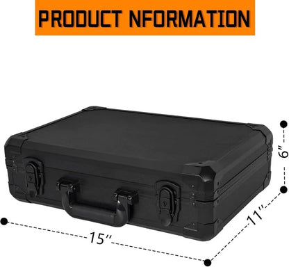 15 Inch Aluminum Carrying Case 15 X 11 X 4.3 Inch Ideal for Microphone & Camera Gear Transportation, DJ Mixer Case with Customizable Pre-Diced Foam, Black - size: Inner：14.5''X 10.5 X 5.5''