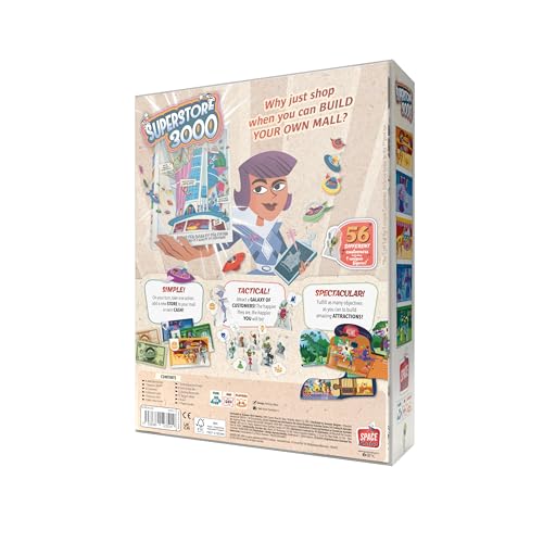 Asmodee Superstore 3000 Board Game - Build Your Dream Mall in Space, Strategy Game, Fun for Families, Kids & Adults, Ages 10+, 2-4 Players, 30-45 Minute Playtime